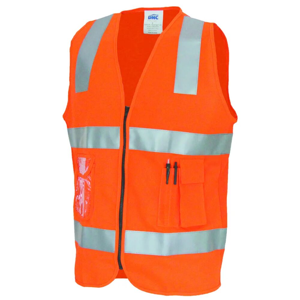Fluorescent orange reflective-tape hi vis vests