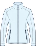 Corporate softshell jacket front view with embroidery placement example