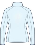 Corporate softshell jacket back view with a embroidery placement example high between the shoulder blades; check suitability first
