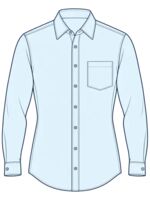 Corporate button-up shirt front view; digital is not recommended