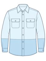 Cotton drill hi-vis work shirt front view with embroidery placement example