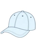 Caps and headwear front view with full front cap embroidery placement example; cap suitability must be checked