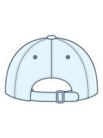 Caps and headwear back view with a embroidery placement example above the rear opening; position confirmed before production