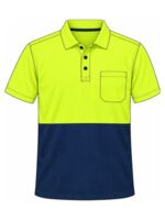 Hi-vis polo front with EMB placement example