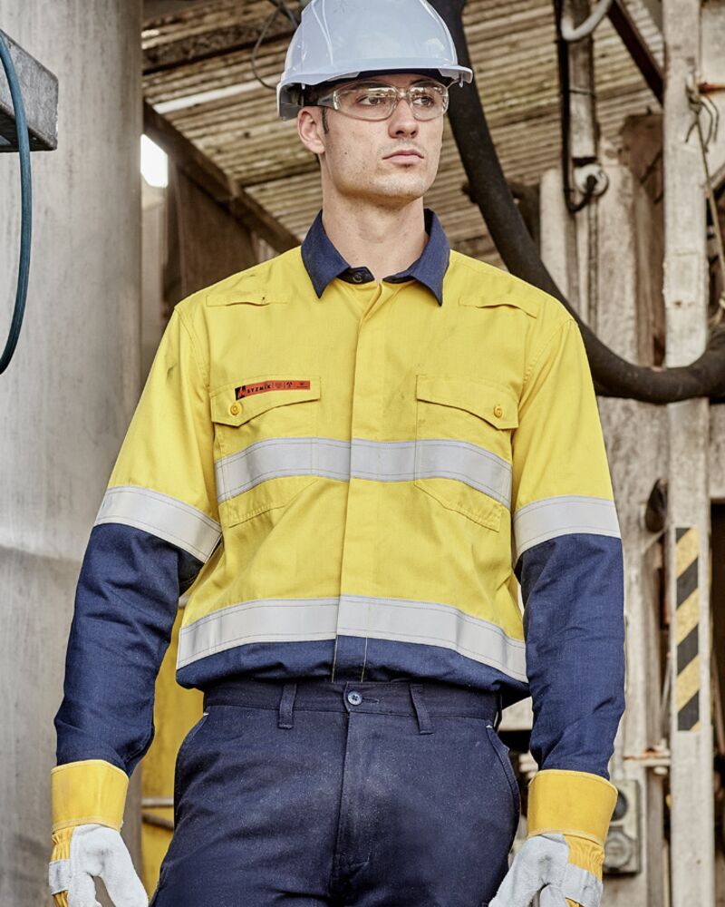 Mens Orange Flame Lightweight Ripstop Spliced Shirt - Hoop Taped Thumbnail