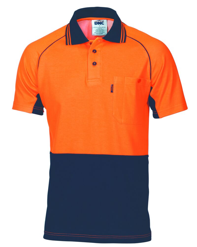 HiVis Cotton Backed Cool-Breeze Contrast Polo - Short Sleeve Thumbnail