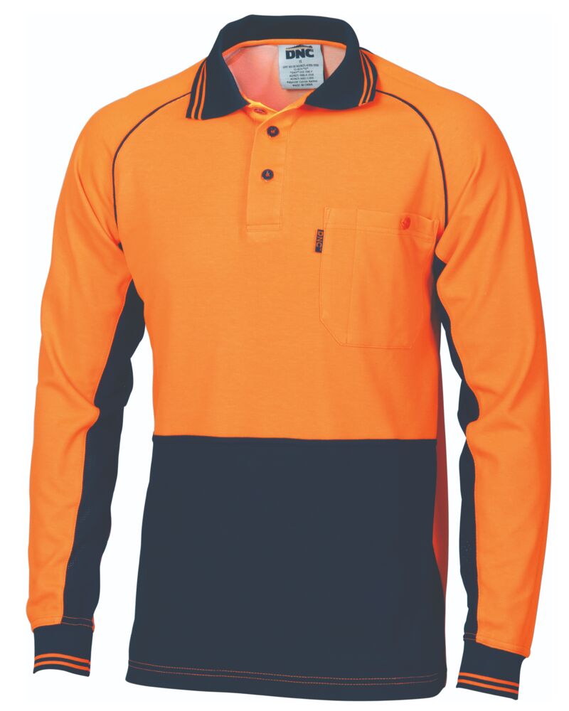 HiVis Cotton Backed Cool-Breeze Contrast Polo - long Sleeve Thumbnail
