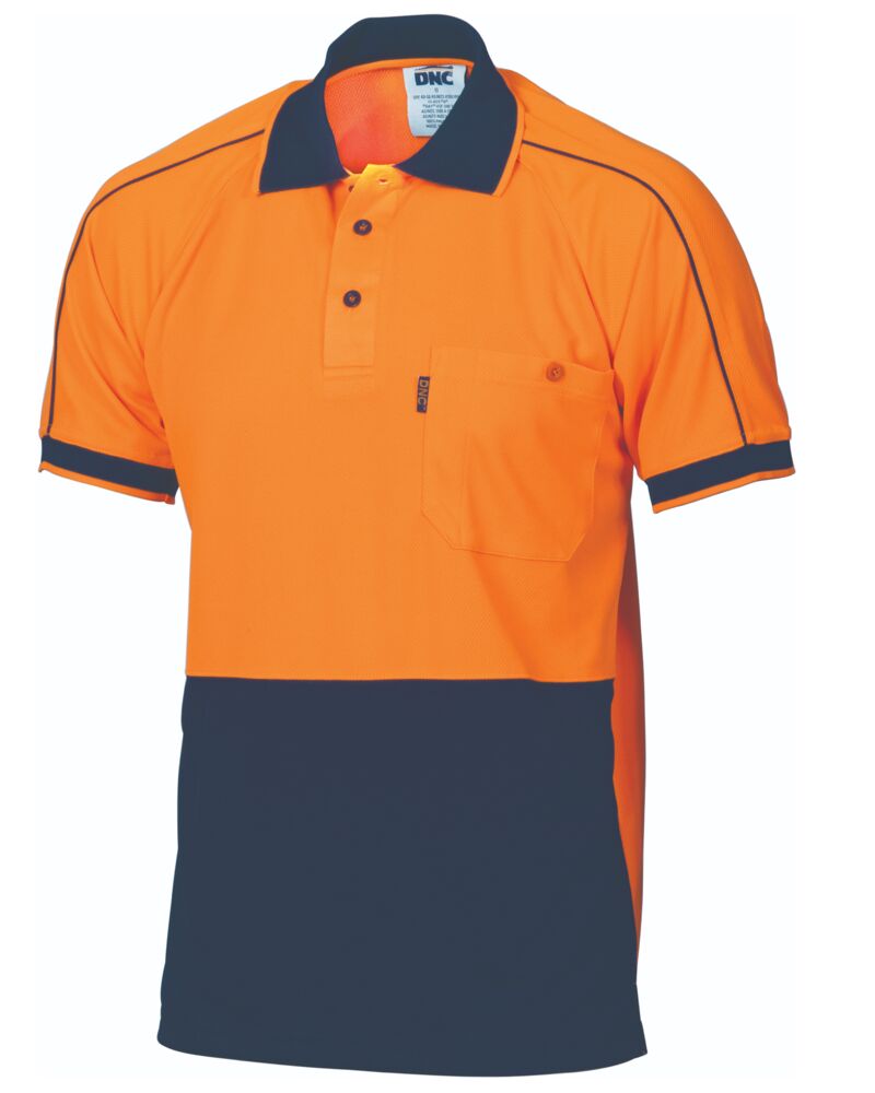 HiVis Cool-Breathe Double Piping Polo - Short Sleeve Thumbnail