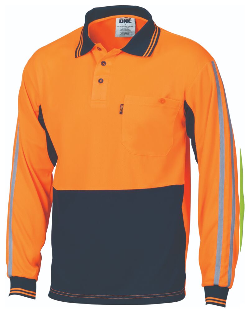 HiVis Cool-Breathe Stripe Polo - long Sleeve Thumbnail