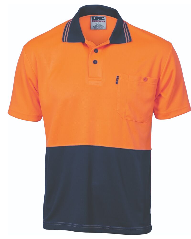 HiVis Two Tone Cool Breathe Polo Shirt, Short Sleeve Thumbnail