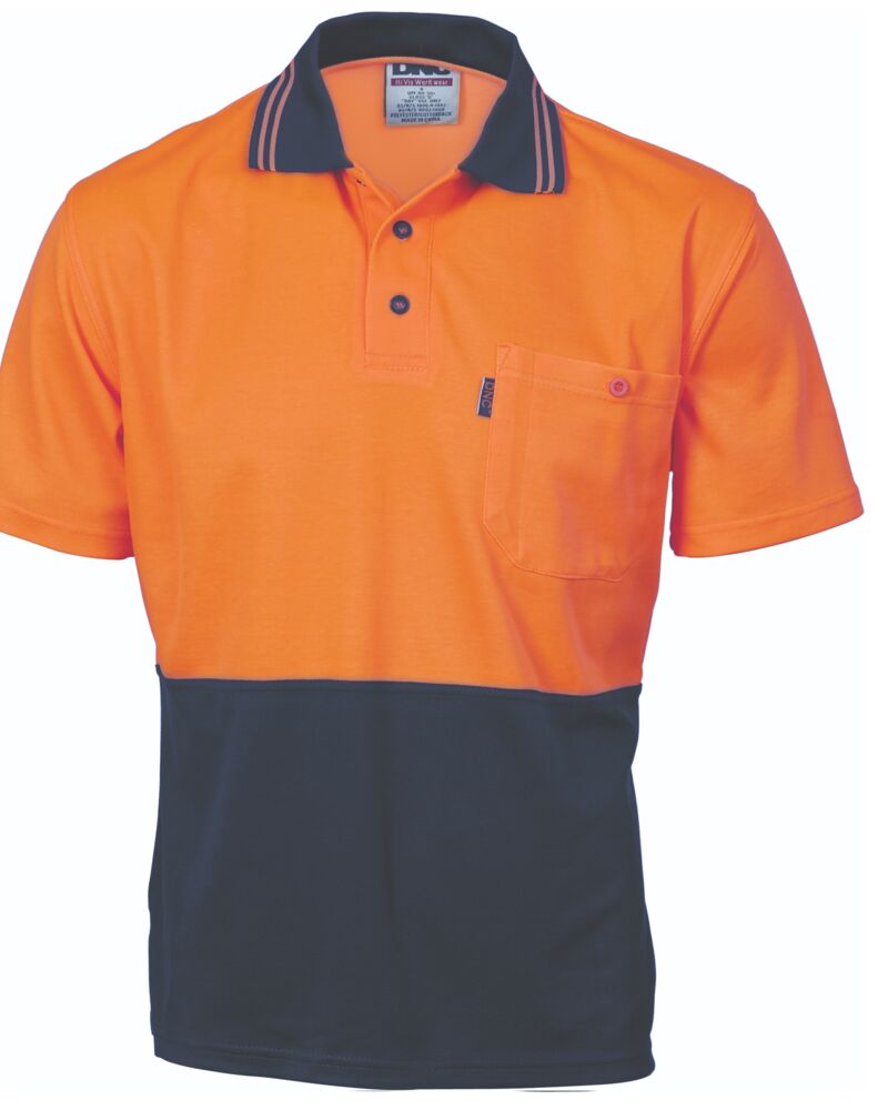 Cotton Back HiVis Two Tone Fluoro Polo - Short Sleeve Thumbnail