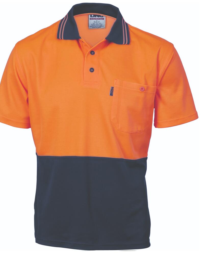 Cotton Back HiVis Two Tone Fluoro Polo - Short Sleeve Thumbnail