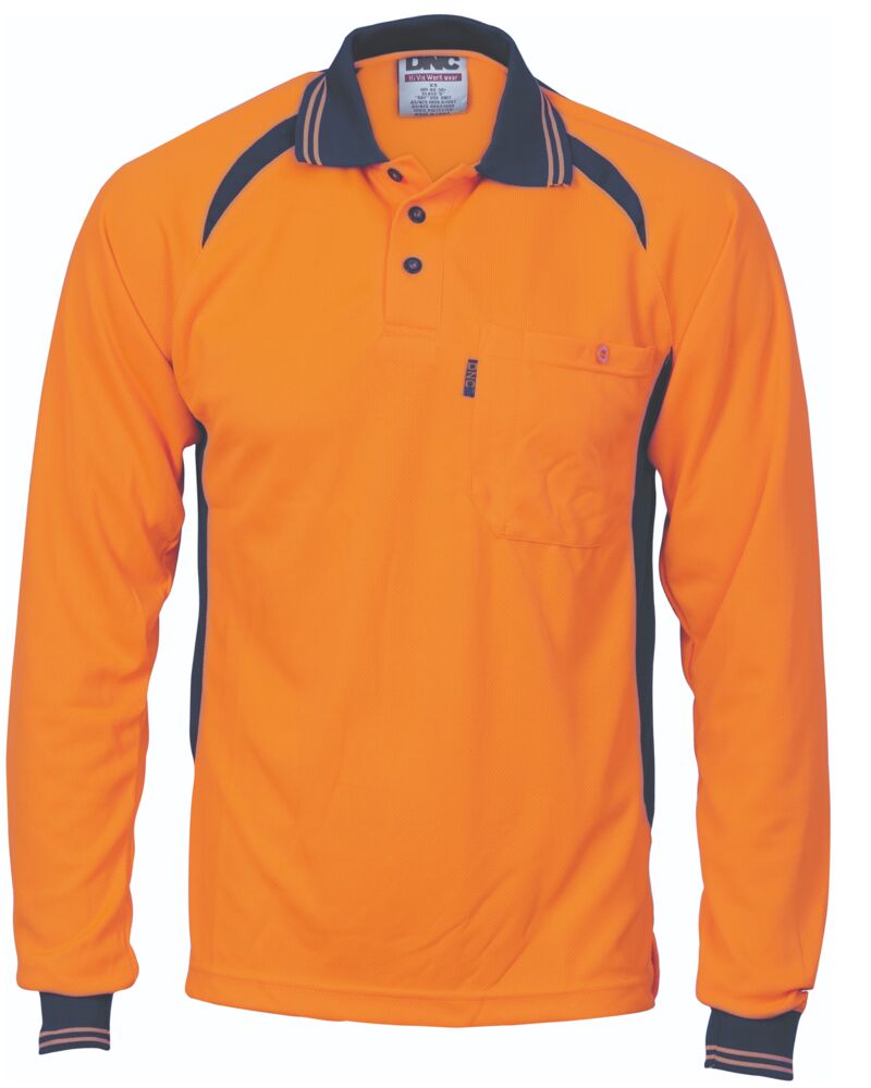 Cool-Breeze Contrast Mesh Polo - long sleeve Thumbnail