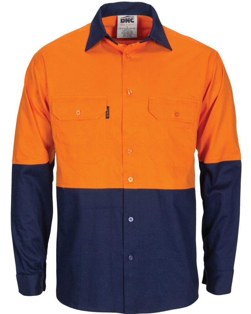 HiVis L/W Cool-Breeze T2 Vertical Vented Cotton Shirt with Gusset Sleeves - Long Sleeve Thumbnail