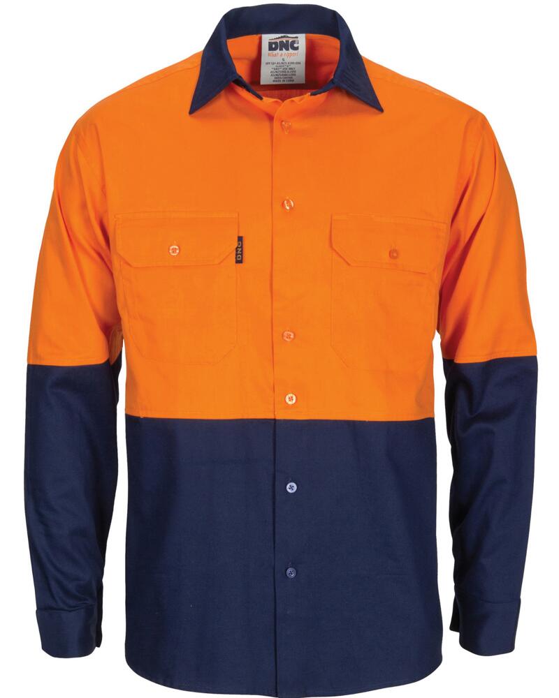 HiVis L/W Cool-Breeze T2 Vertical Vented Cotton Shirt with Gusset Sleeves - Long Sleeve Thumbnail