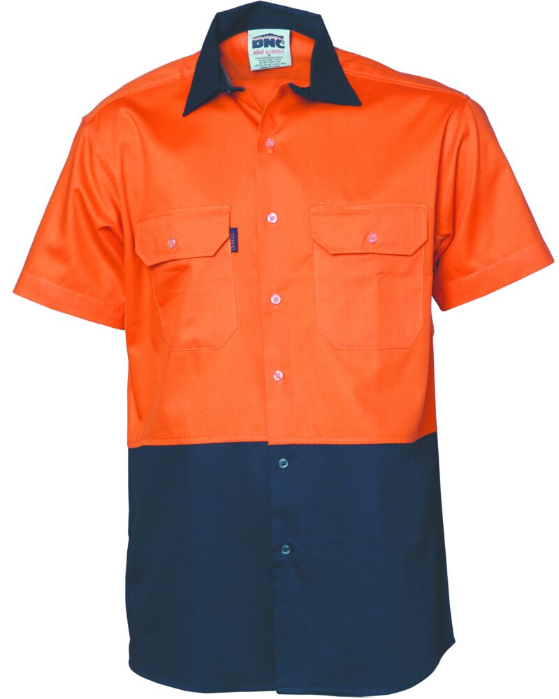HiVis Two Tone Cotton Drill Shirt - Short Sleeve Thumbnail