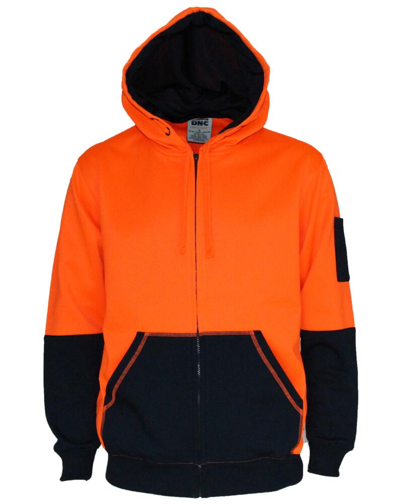 Hivis 2 tone full zip super fleecy hoodie Thumbnail