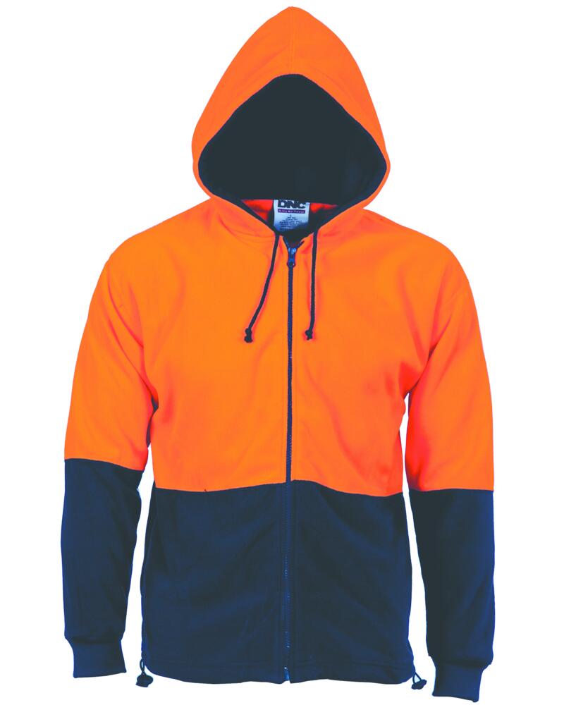 HiVis Two Tone Full Zip Polar Fleece Hoodie Thumbnail