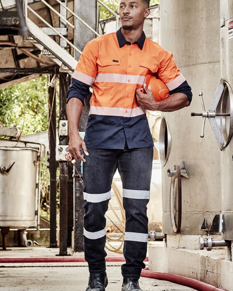 Mens Rugged Cooling Hi Vis Segmented Tape Long Sleeve Shirt Thumbnail