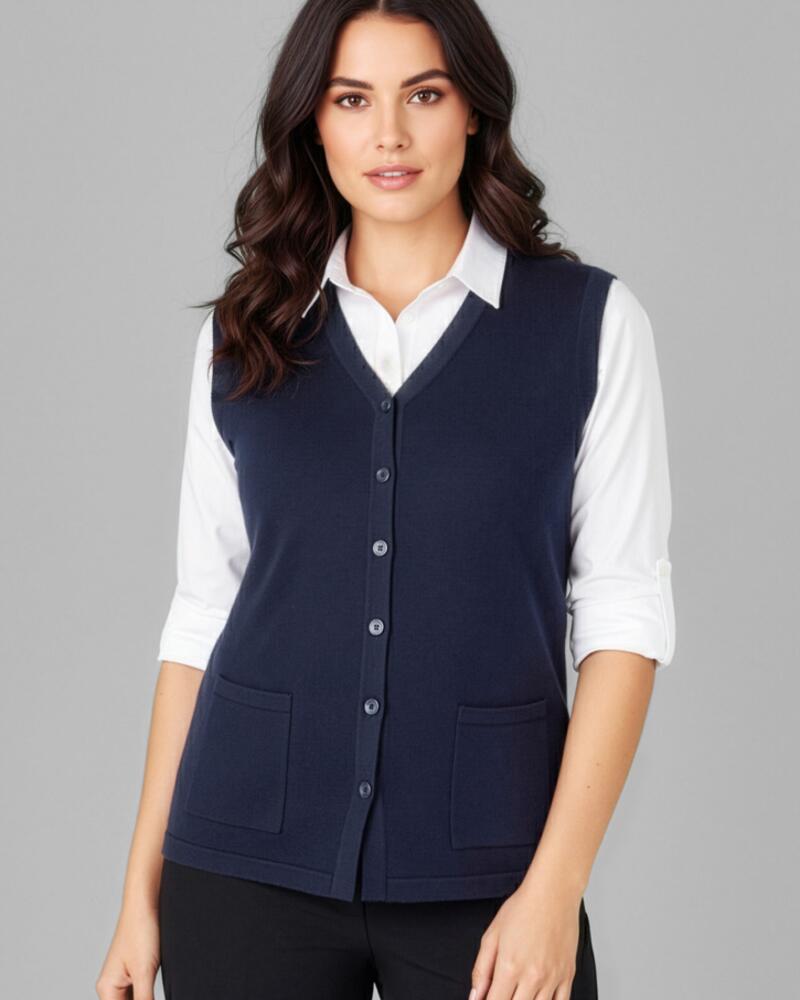  Button Front Womens Knit Vest Thumbnail