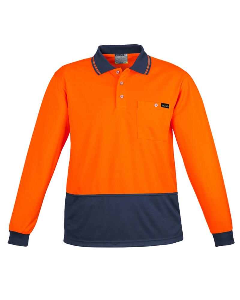 Mens Hi Vis Comfort Back Long Sleeve Polo Thumbnail