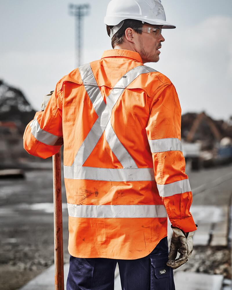 Mens Hi Vis X Back NSW Rail Taped Shirt Thumbnail