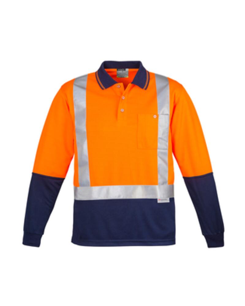 Mens Hi Vis Spliced Long Sleeve Polo - Shoulder Taped Thumbnail