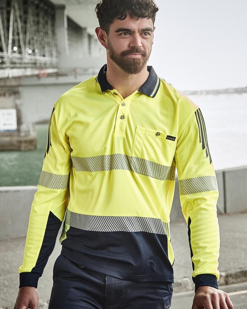  Mens Hi Vis Flux Segmented Tape Long Sleeve Polo Thumbnail