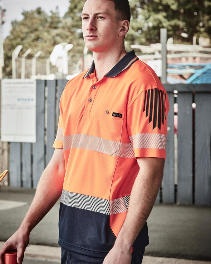  Mens Hi Vis Flux Segmented Tape Short Sleeve Polo Thumbnail