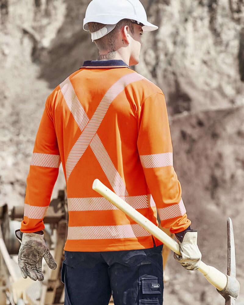 Unisex Hi Vis X Back NSW Rail Long Sleeve Polo Thumbnail
