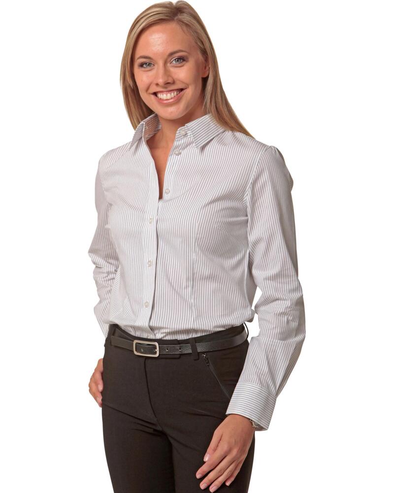 Women's Ticking Stripe Long Sleeve Shirt Thumbnail