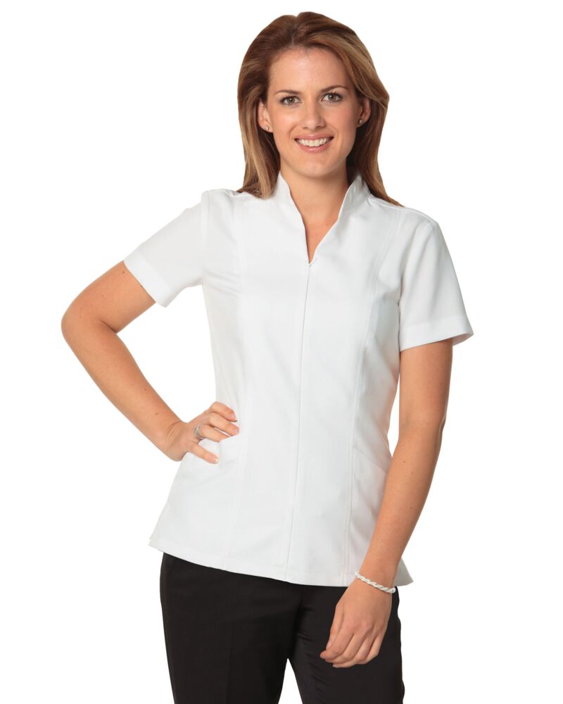 Women’s Full Zip Front Short Sleeve Tunic Thumbnail