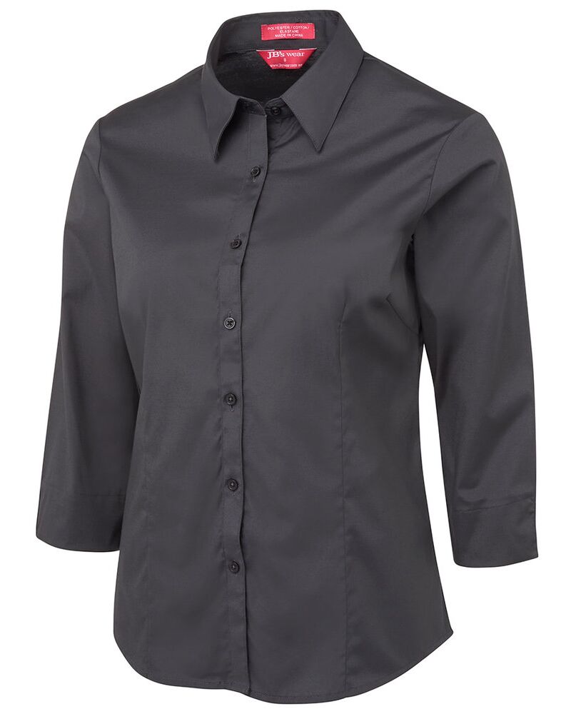 JB's Ladies Urban 3/4 Poplin Shirt Black/White 6 Thumbnail