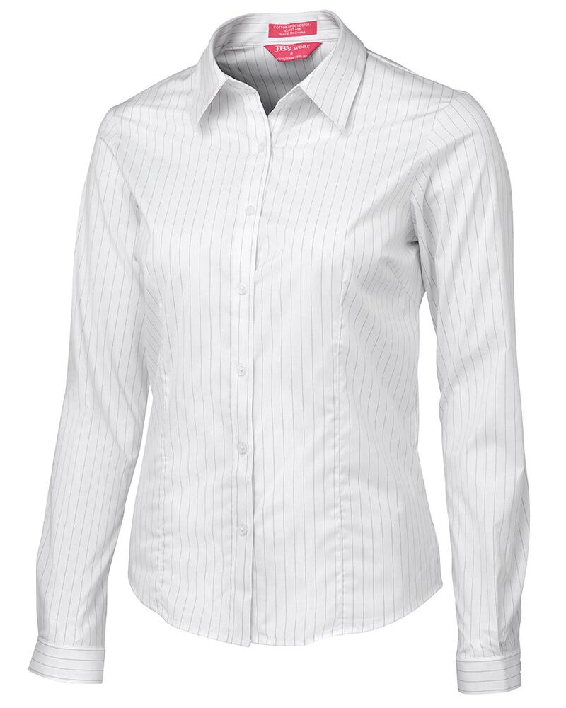 JB's Ladies Urban L/S Poplin Shirt Black/White 6 Thumbnail