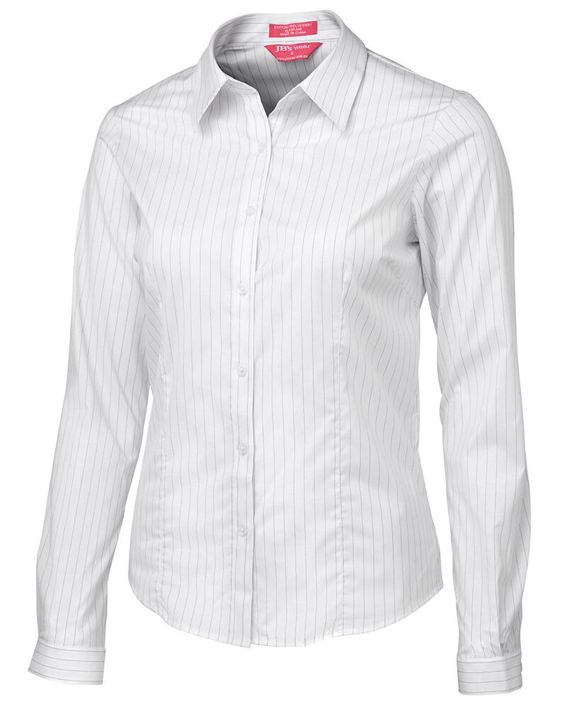 JB's Ladies Urban L/S Poplin Shirt Black/White 6 Thumbnail