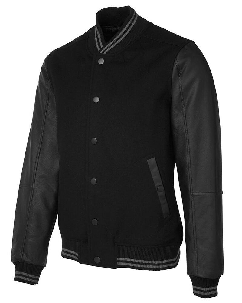JB's Art Leather Baseball Jacket Black S Thumbnail