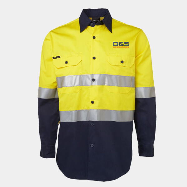 D&S Mens Hi Vis Taped Shirt - JB's HV (D+N) L/S 150G W/SHIRT Thumbnail